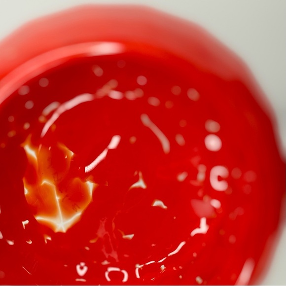 Decorative Hand Blown Studio Glass Art Bowl, Red Orange Swirl Etched Signature - Picture 11 of 11